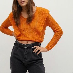 NWT MANGO Open Knit Cropped Sweater